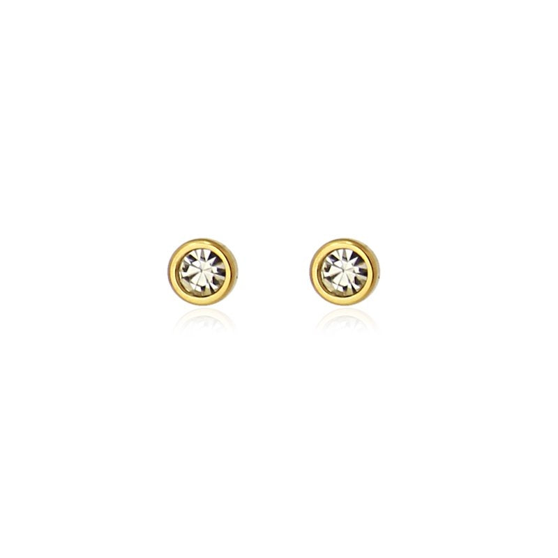mini pendientes acero circonita blanco