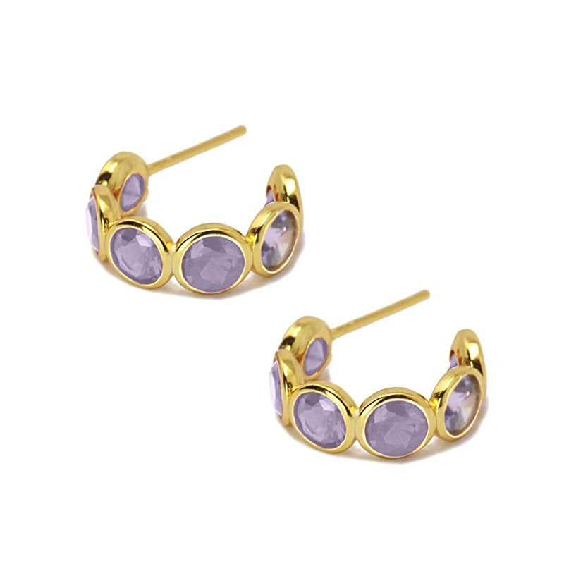 Aros plata con circonitas lila 2