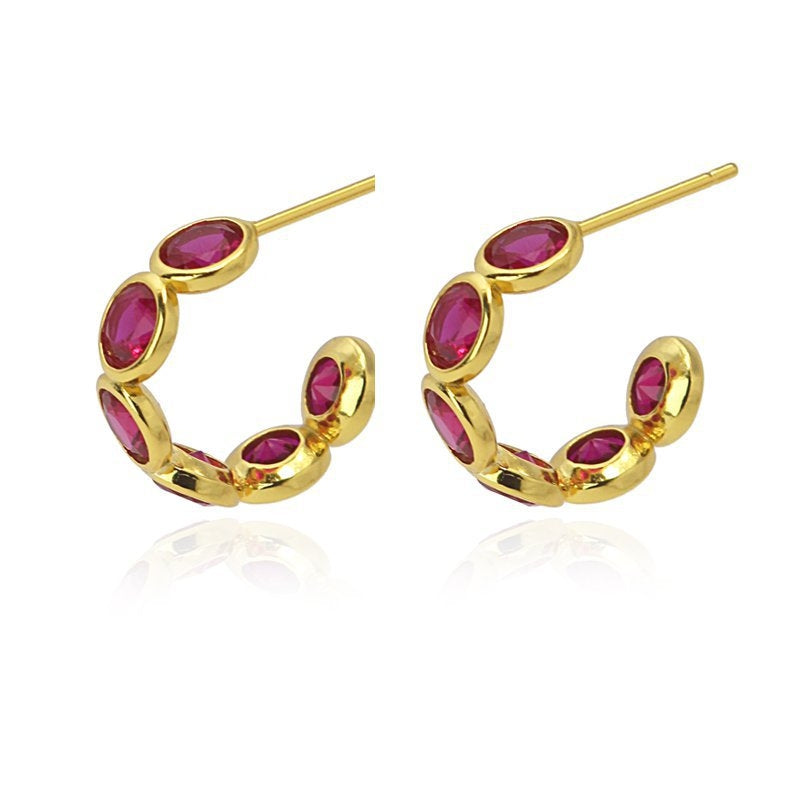 Aros plata con circonitas fucsia