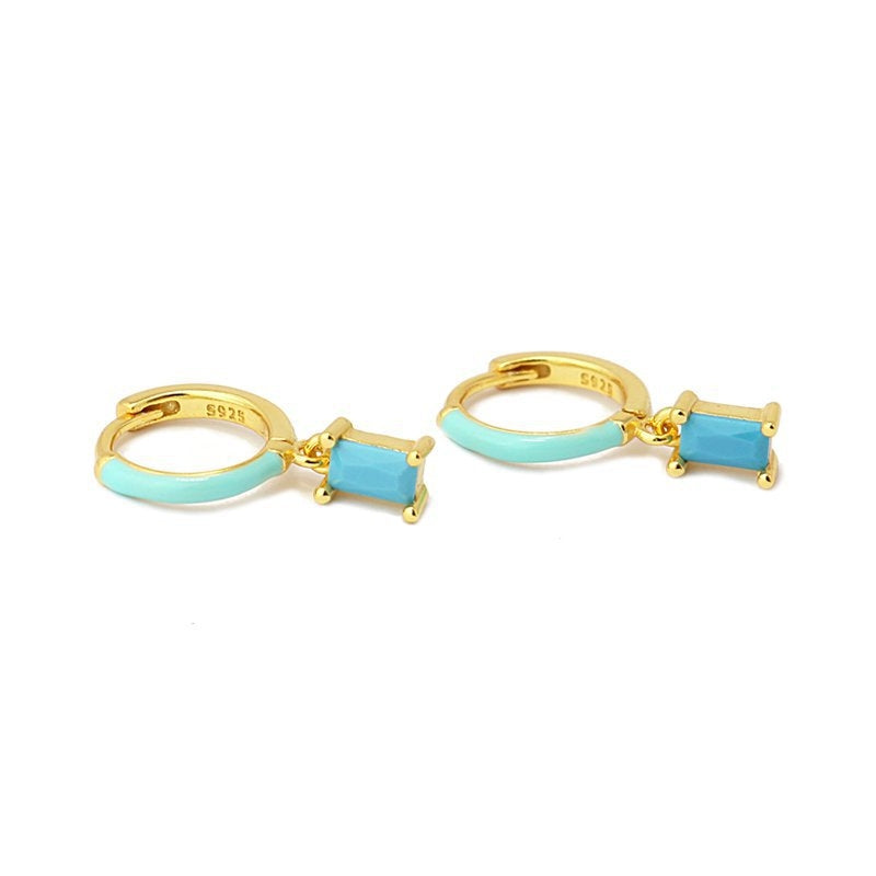 Aros plata con circonita azul claro 2