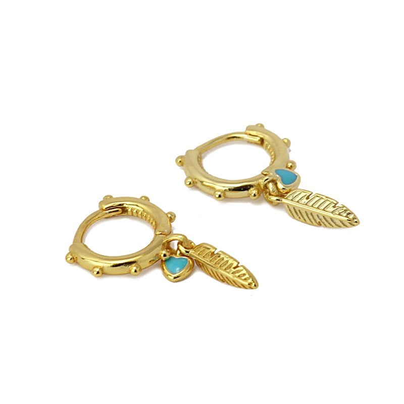 Mini aros plata Pluma