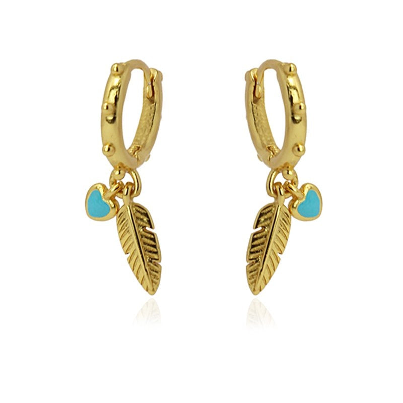 Mini aros plata Pluma