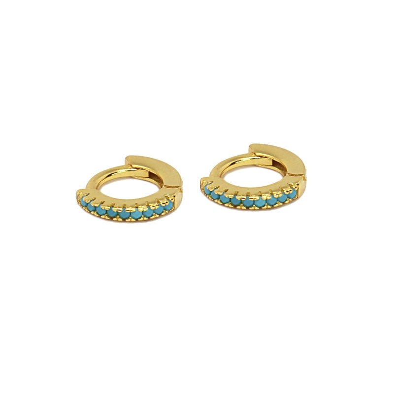 Mini aros plata circonitas turquesa 2