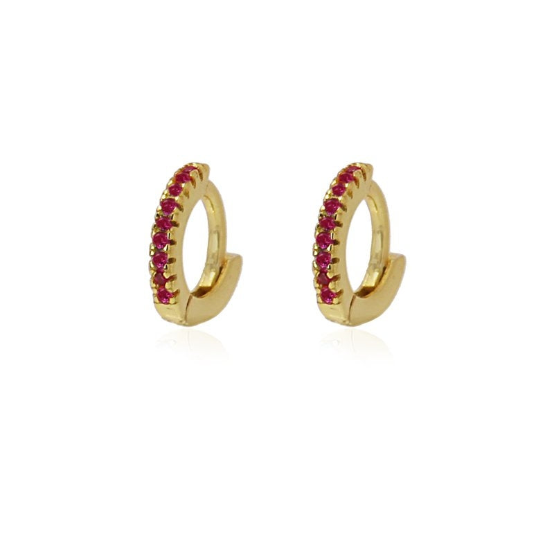 Mini aros plata circonitas fucsia