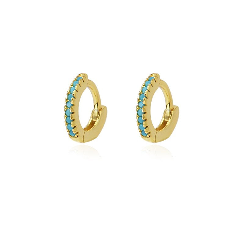 Mini aros plata circonitas turquesa