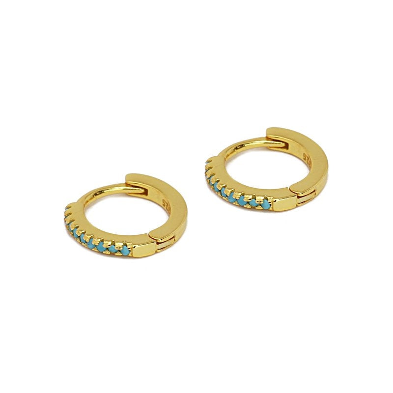 Mini aros plata circonitas turquesa 2