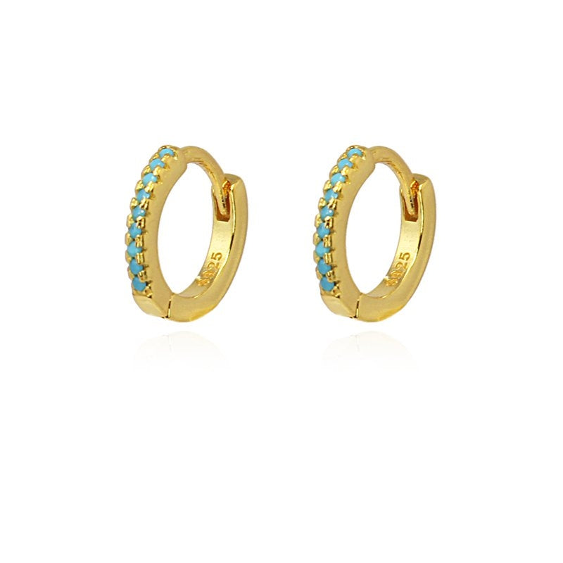 Mini aros plata circonitas turquesa