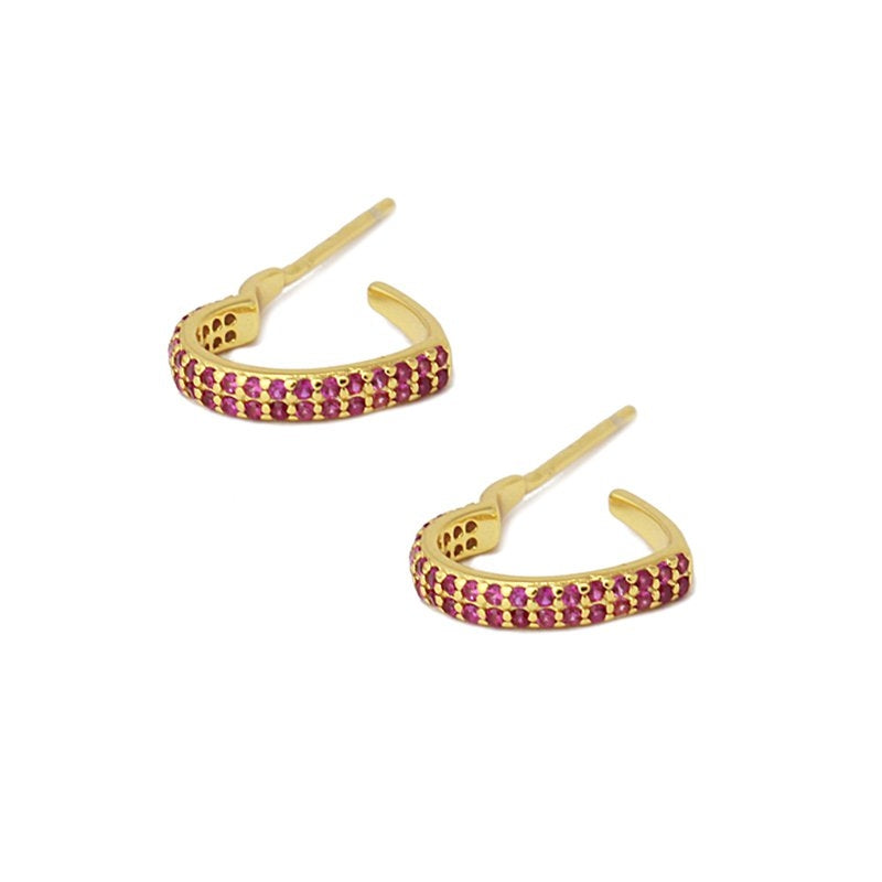 Mini aros plata circonitas fucsia 2