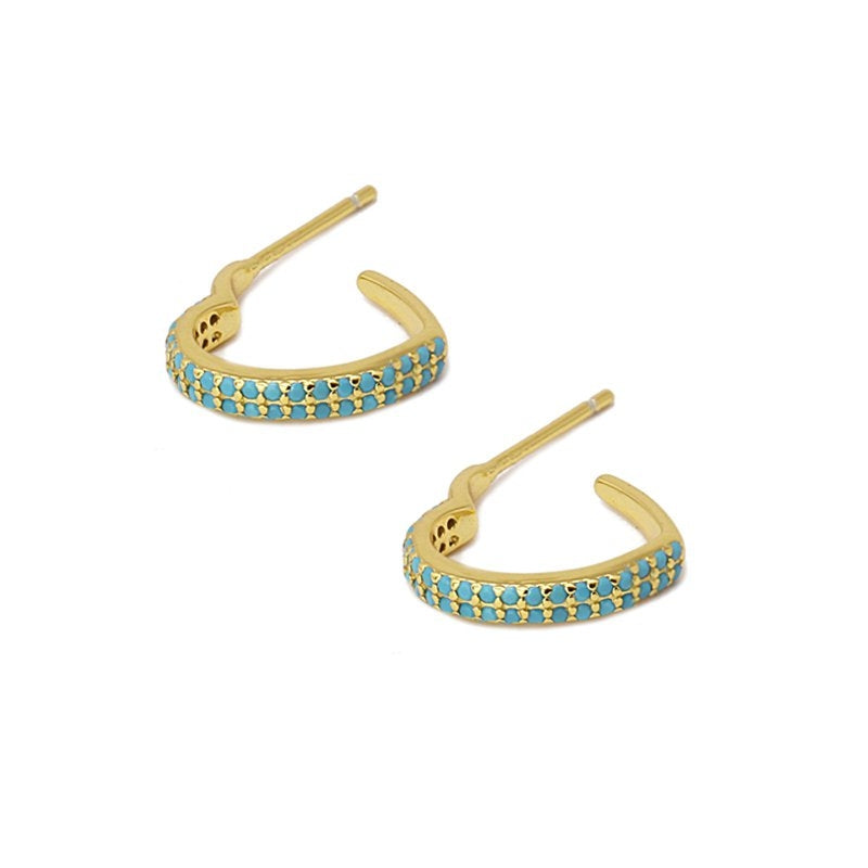 Mini aros plata circonitas turquoise 2
