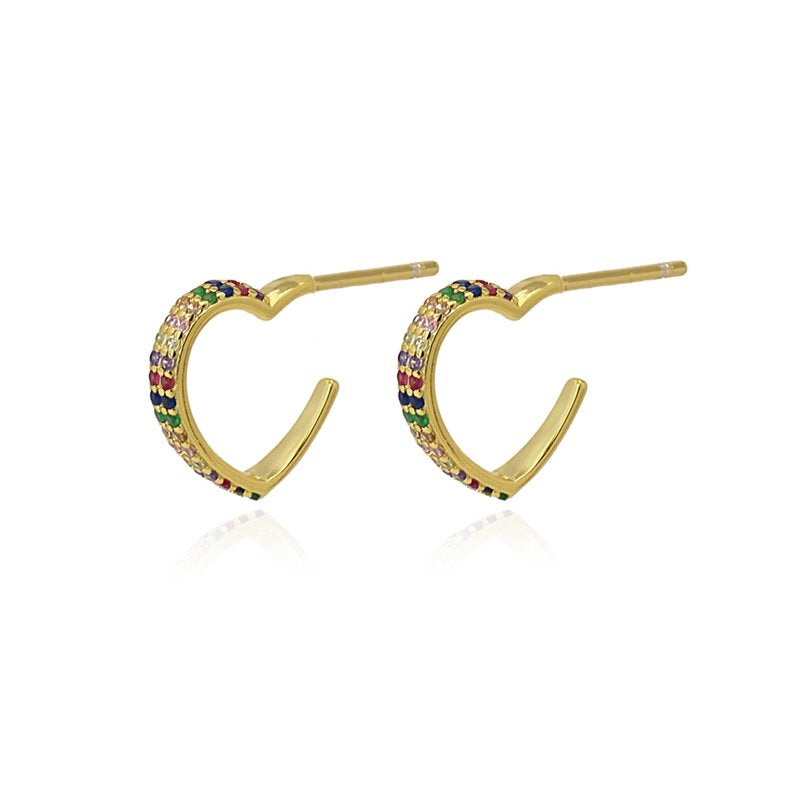 Mini aros plata circonitas color
