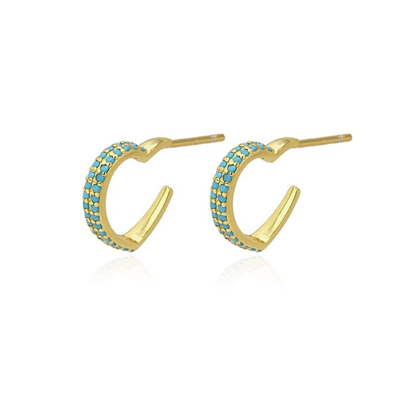 Mini aros plata circonitas turquoise