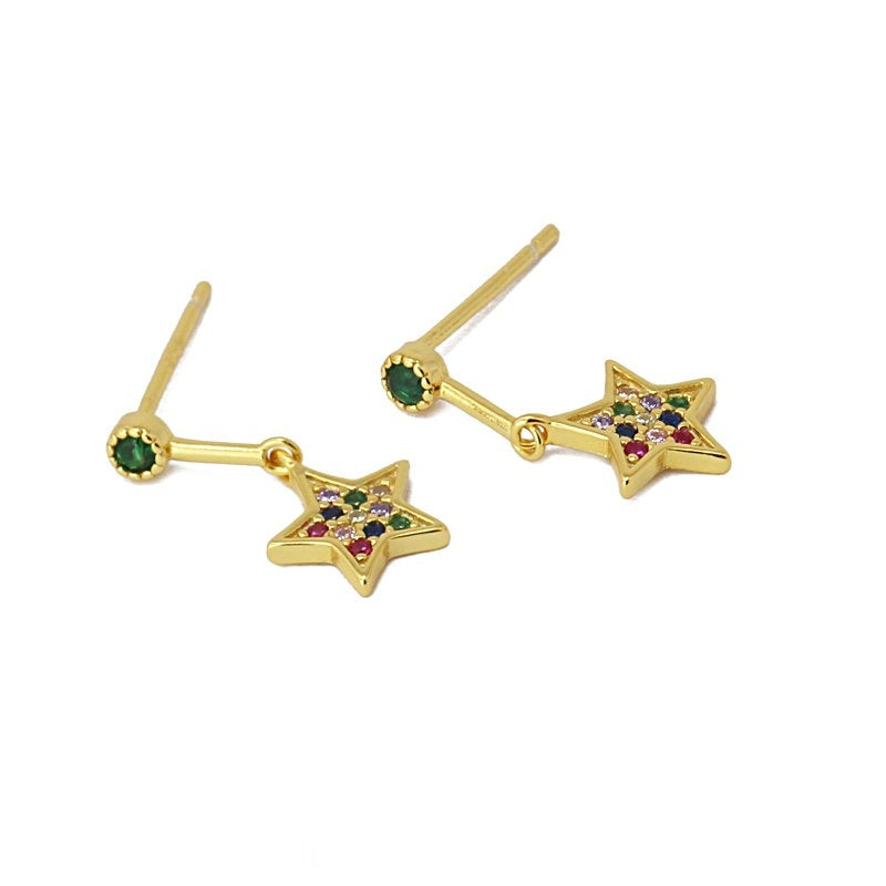 Pendientes plata estrella dorado