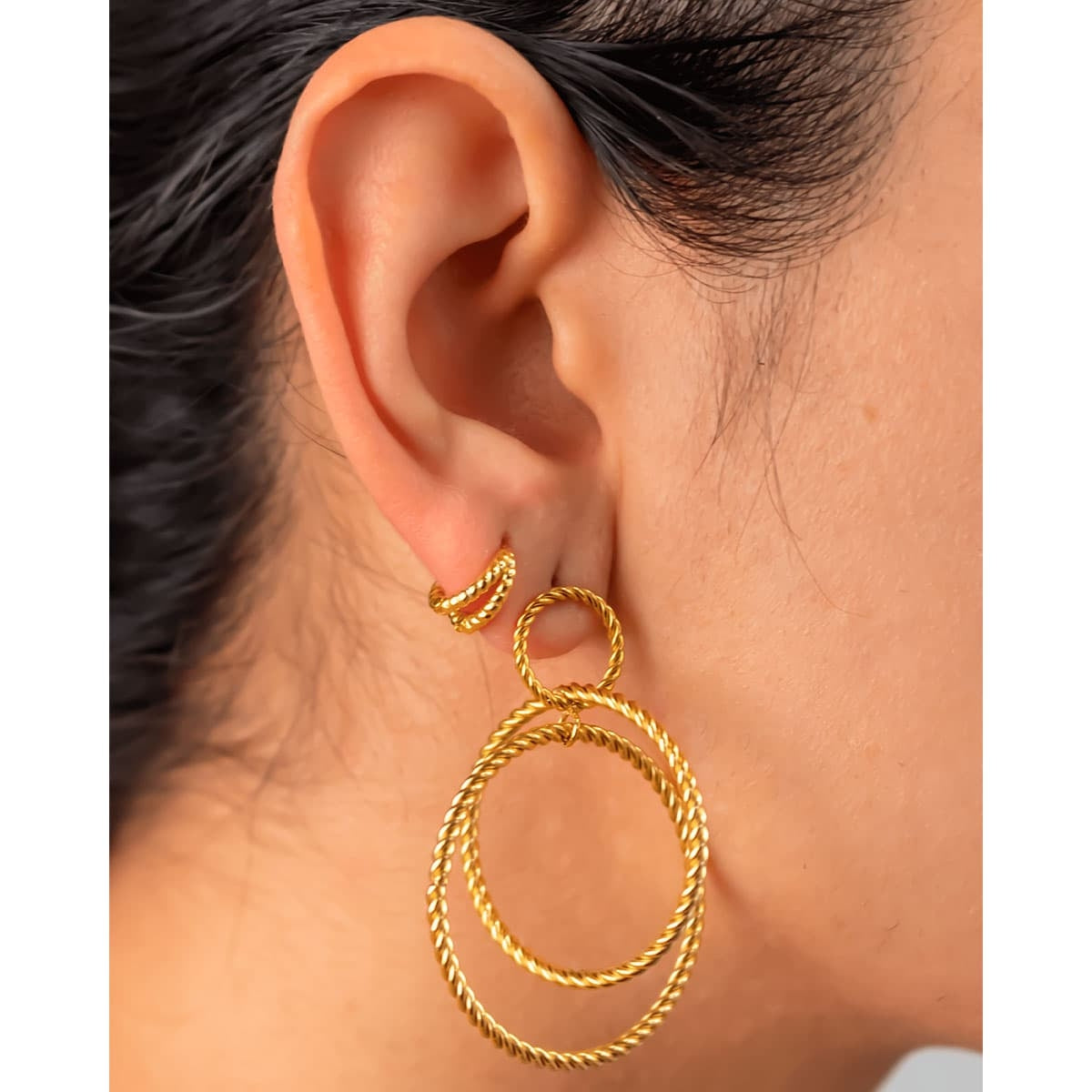 Mini aros plata dorado oreja