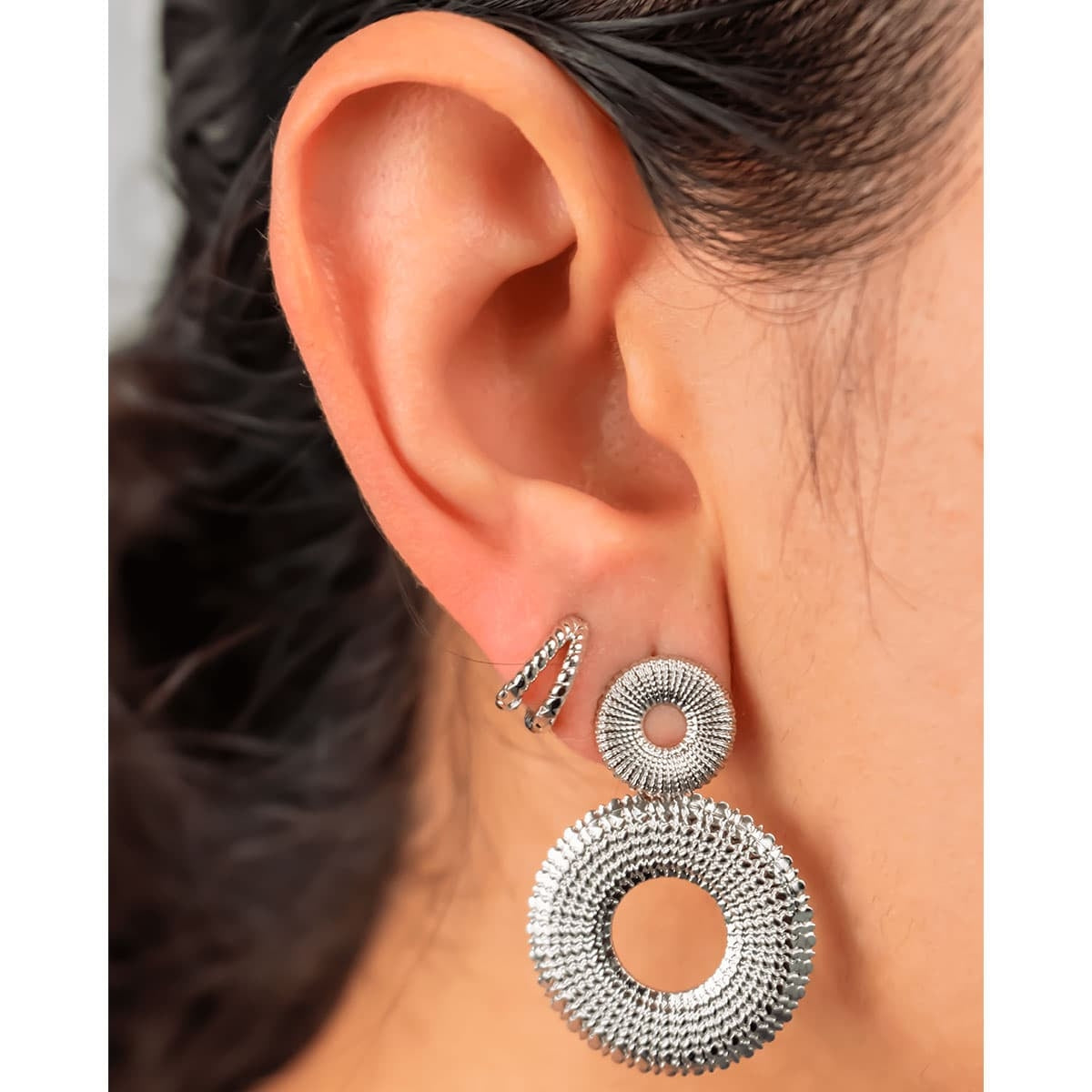Mini aros plata plata oreja
