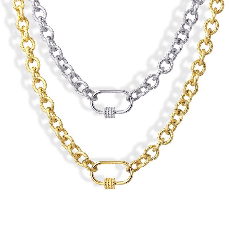 collar mosquetón eslabones acero dorado eslabón anartxy diseño 2