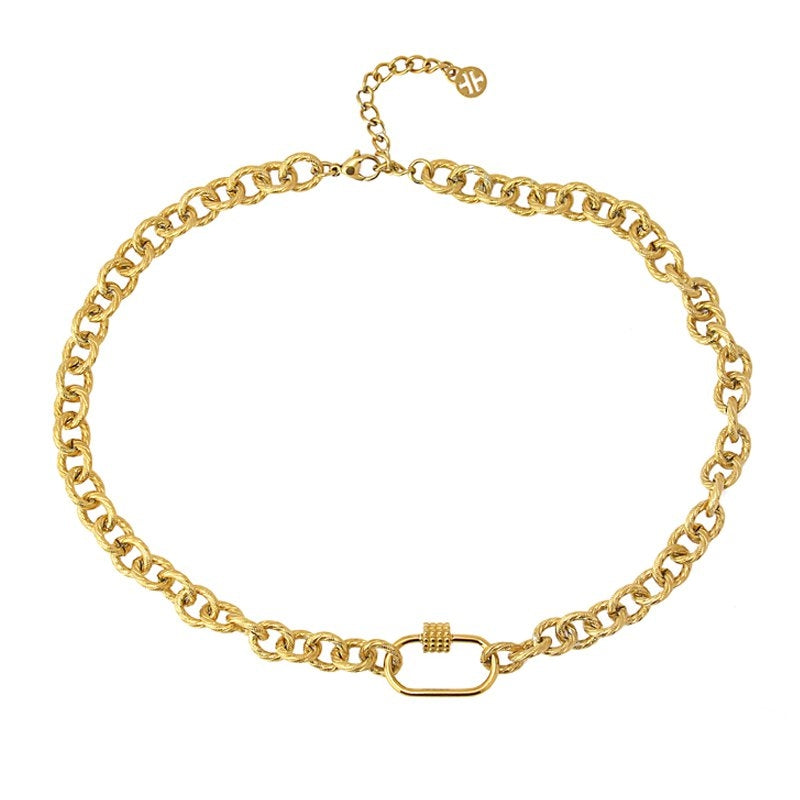 collar mosquetón eslabones acero dorado eslabón anartxy diseño 4