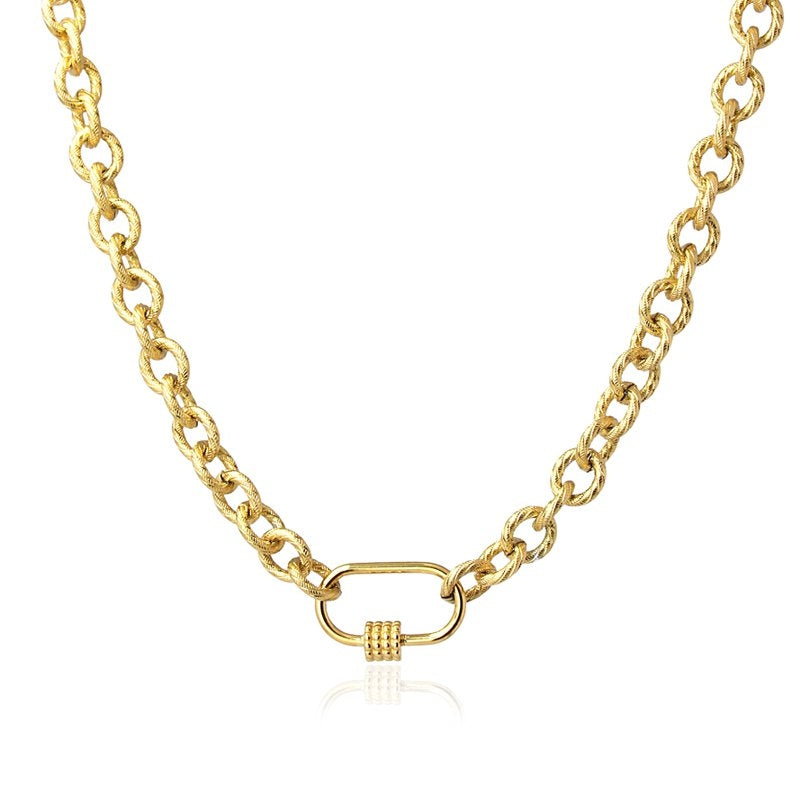 collar mosquetón eslabones acero dorado eslabón anartxy diseño