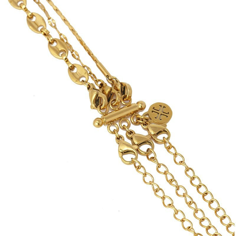 collar anartxy de tres capas de eslabones acero dorado 2