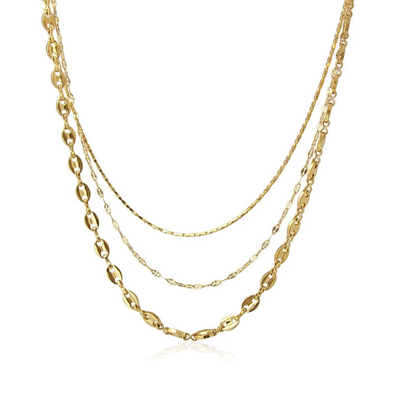collar anartxy de tres capas de eslabones acero dorado