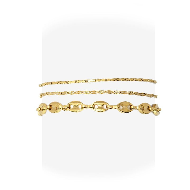 Pulsera tres capas acero dorado anartxy eslabones 3