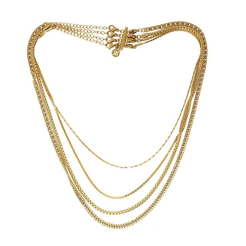 Collar cuatro capas eslabones anartxy acero dorado 3