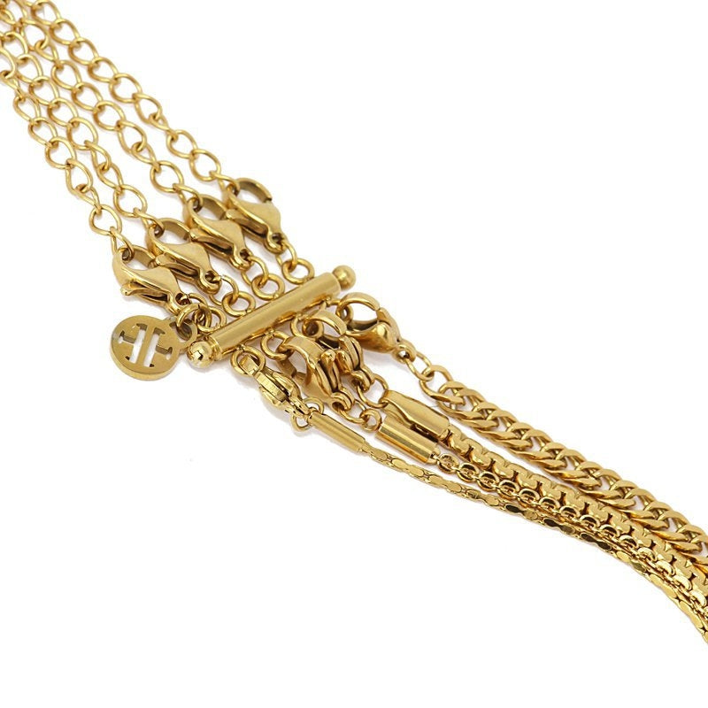 Collar cuatro capas eslabones anartxy acero dorado 2