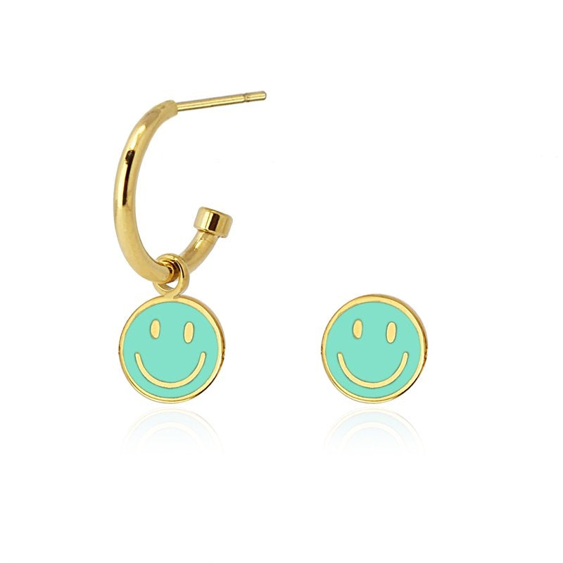 pendientes acero medalla esmaltada smile anartxy