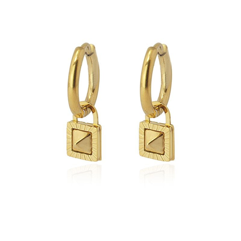 Mini aros acero quirúrgico pulido dorado pirámide