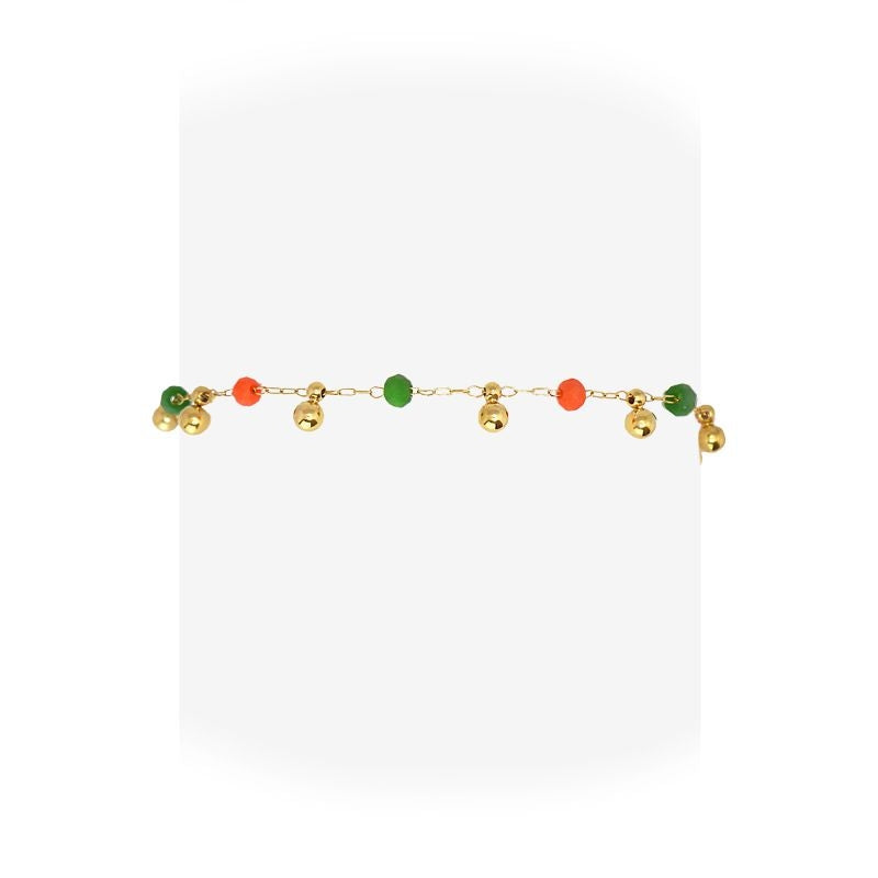 Tobillera multicharm cadena dorado turquesa naranja