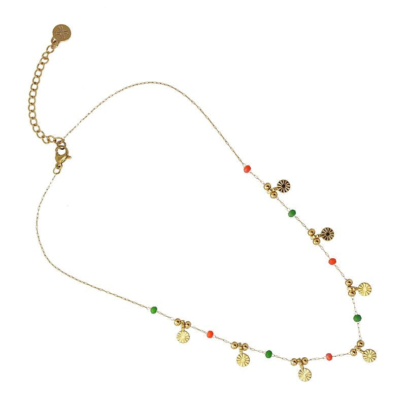 Collar multicharm cadena dorado abalorio cuenta