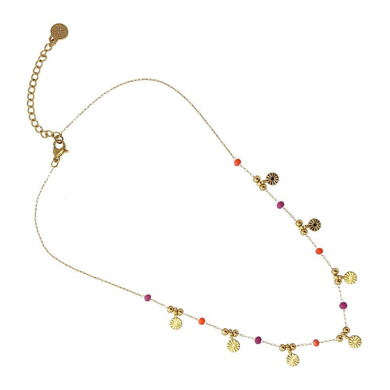 Collar multicharm cadena dorado abalorio cuenta acero