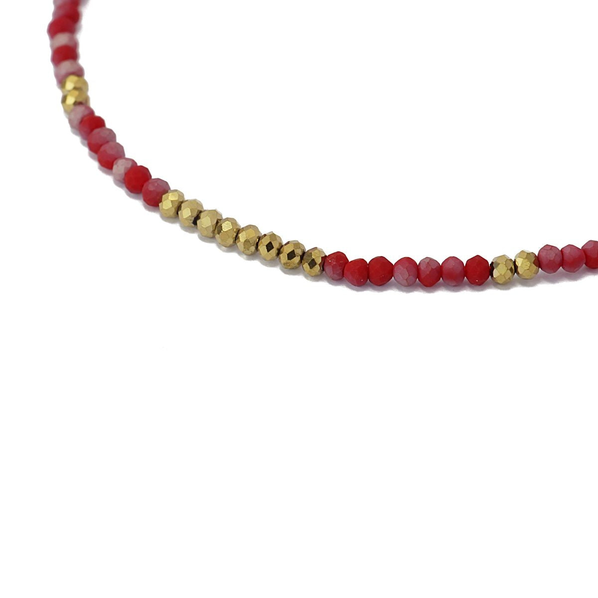 Tobillera color cristal color cuentas acero dorado rojo