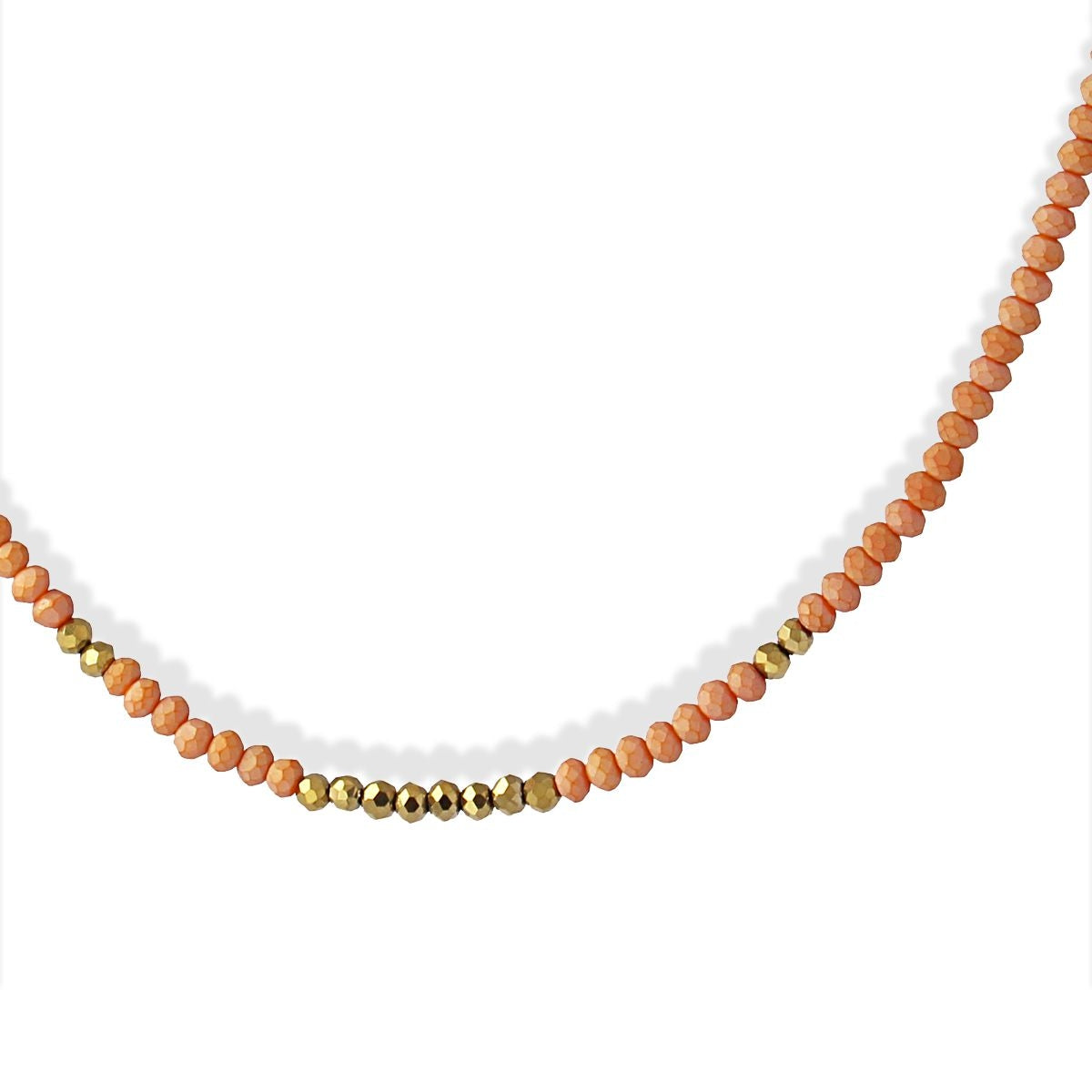 collar color cristal color cuentas acero dorado naranja