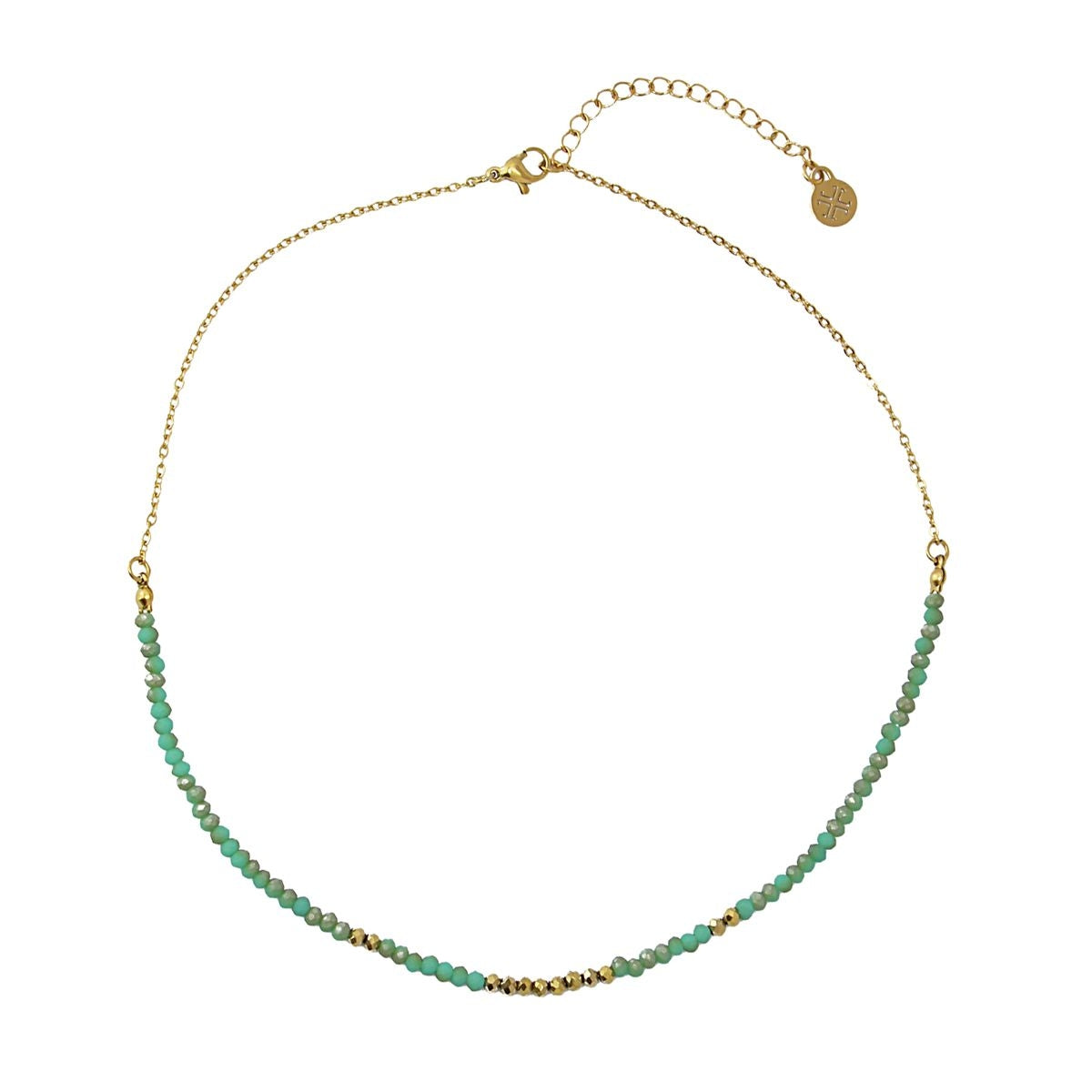 collar color cristal dorado verde