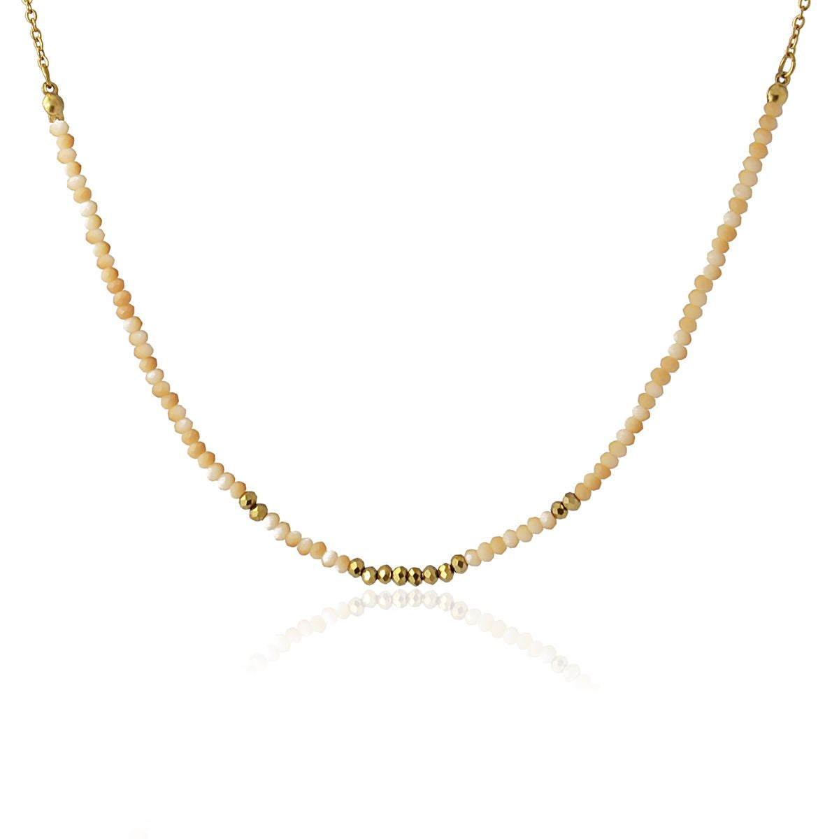 collar color cristal color cuentas acero beige