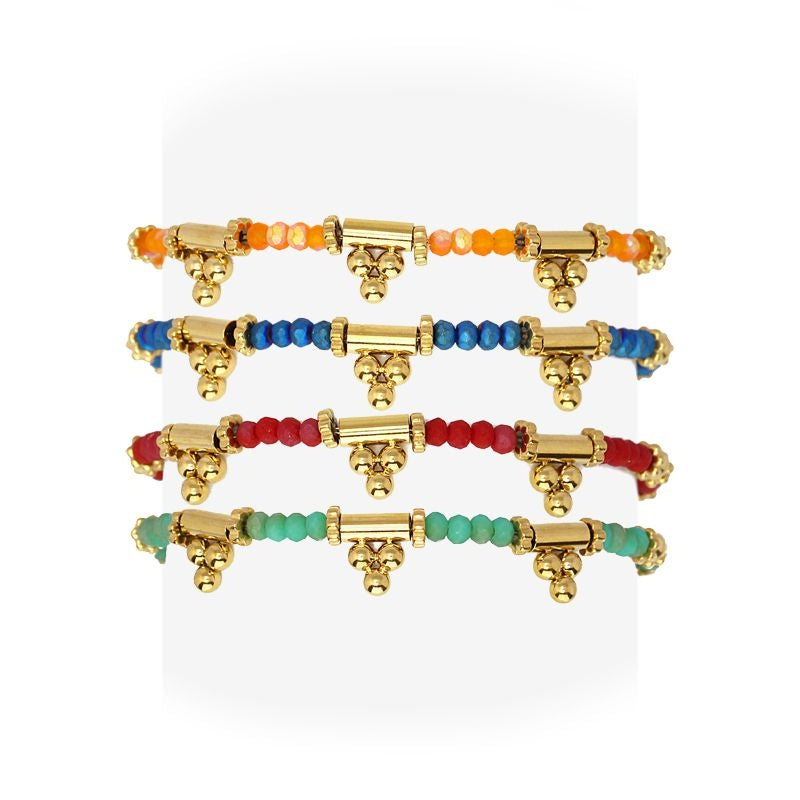 pulsera acero dorado cristal turquesa color