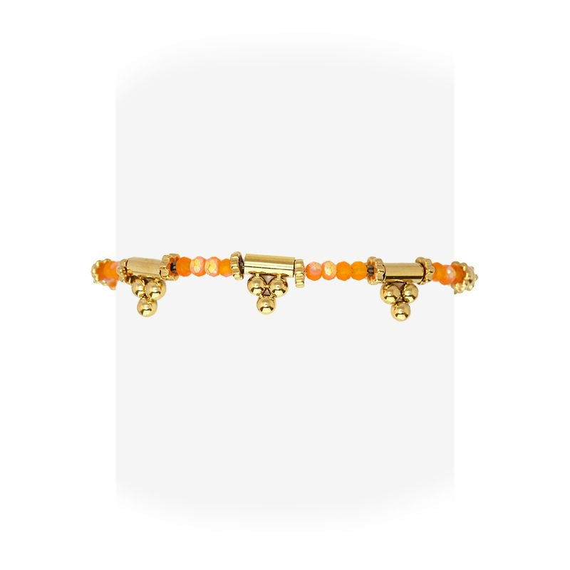 pulsera acero dorado cristal naranja
