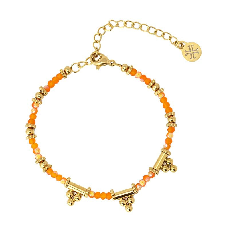 anartxy pulsera acero dorado cristal naranja