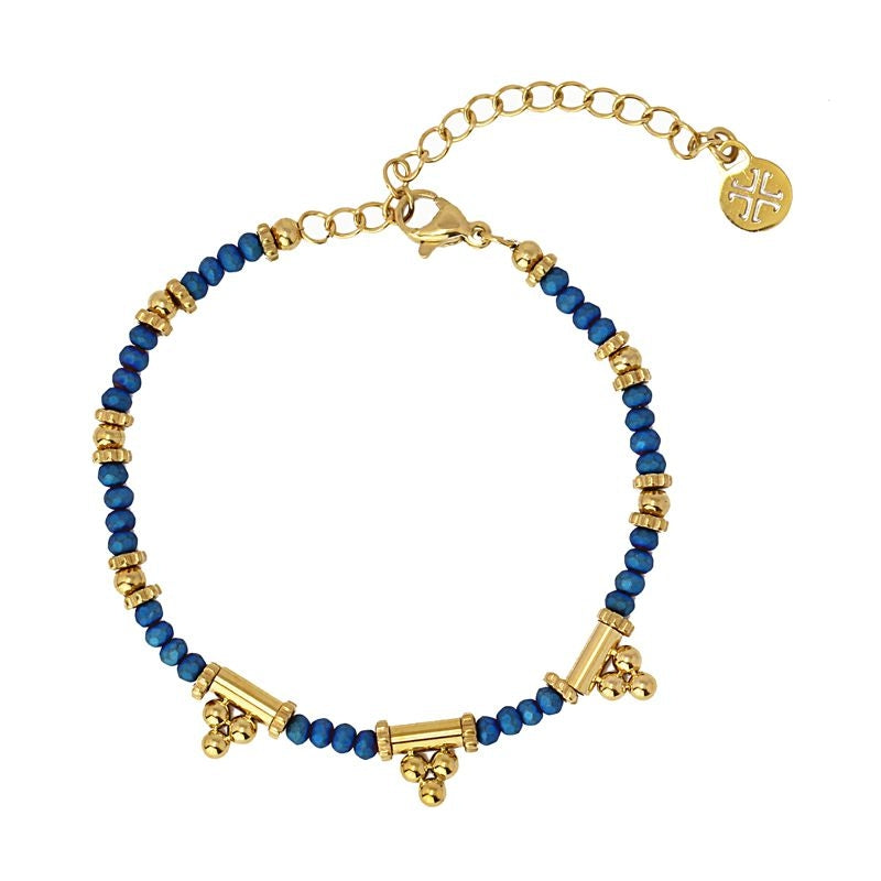 anartxy pulsera acero dorado cristal azul