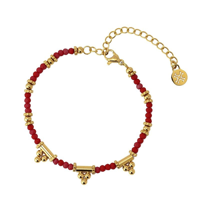 anartxy pulsera acero dorado cristal rojo