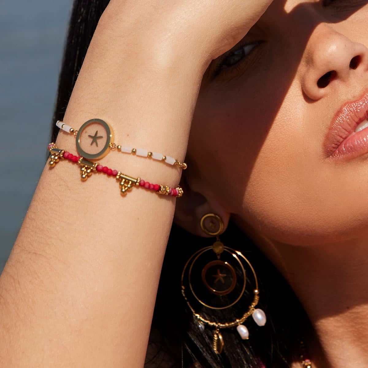 anartxy pulsera acero dorado cristal rojo 2