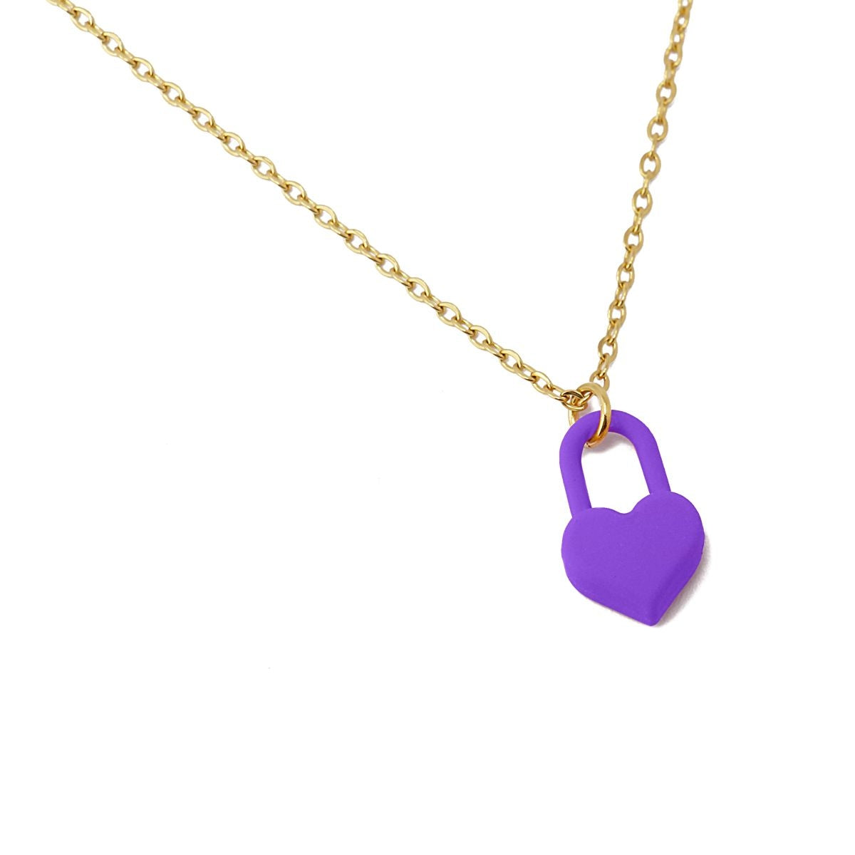 collar acero corazón morado