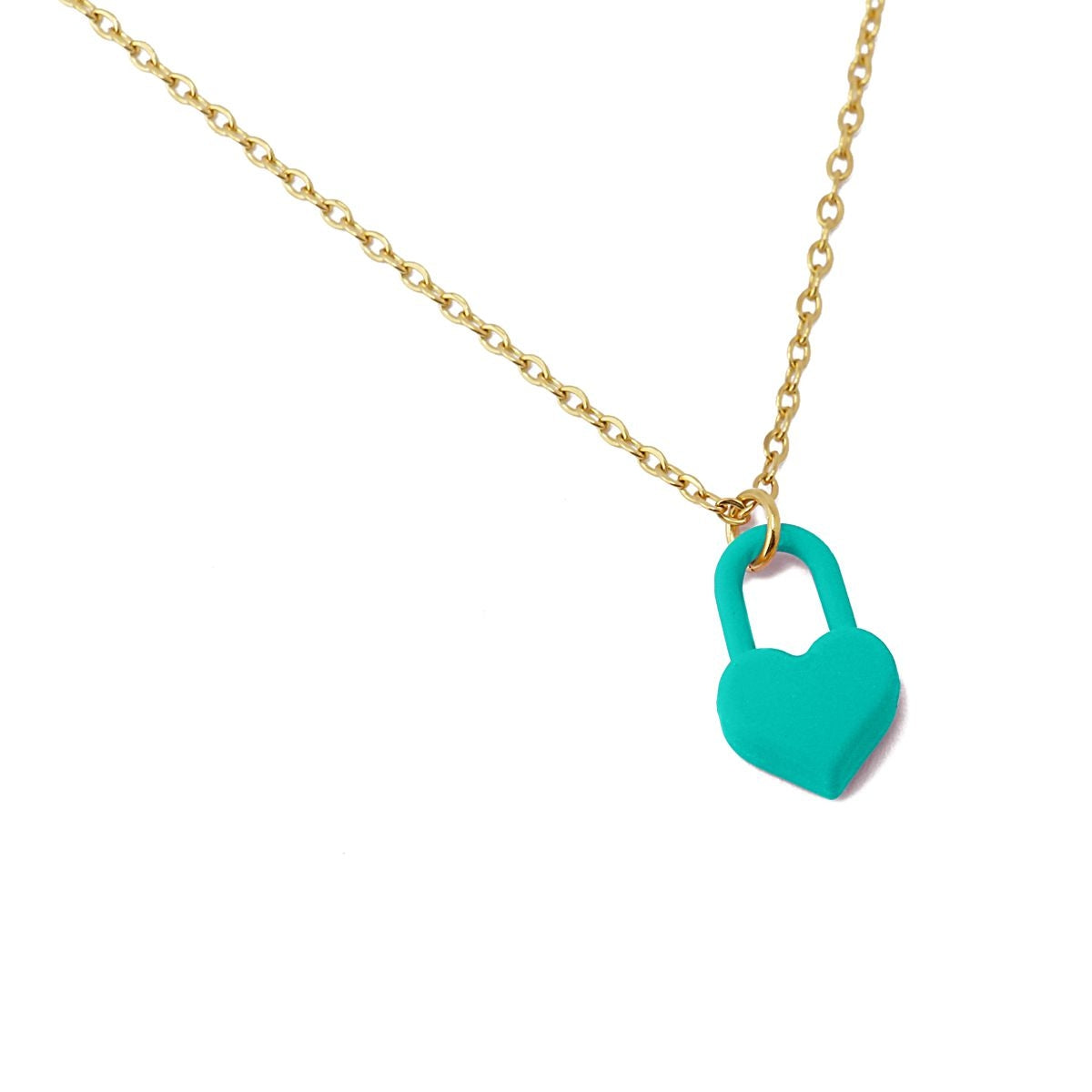 collar acero corazón verde