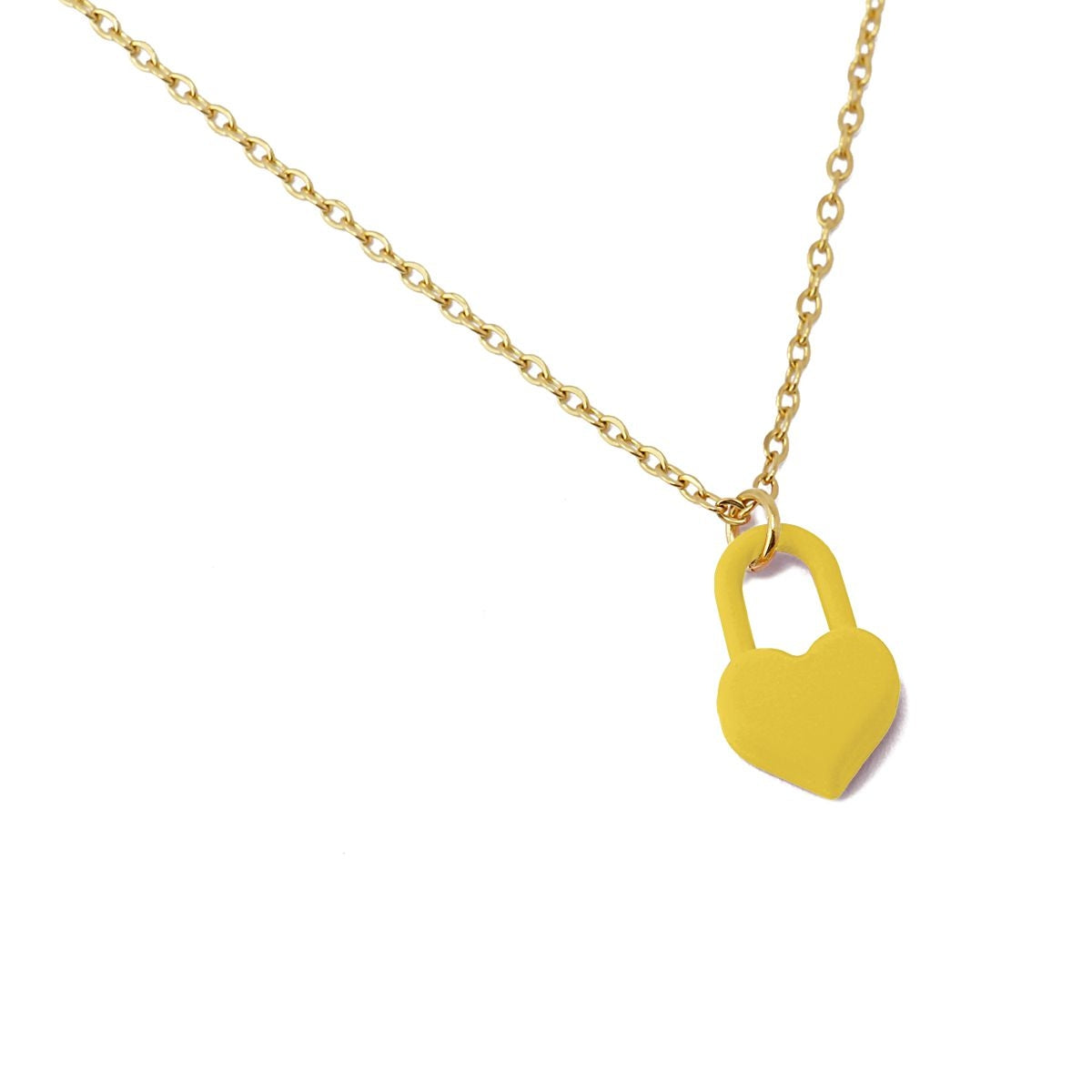 collar acero corazón amarillo