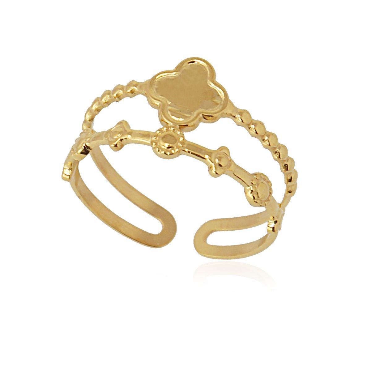 anillo acero flor