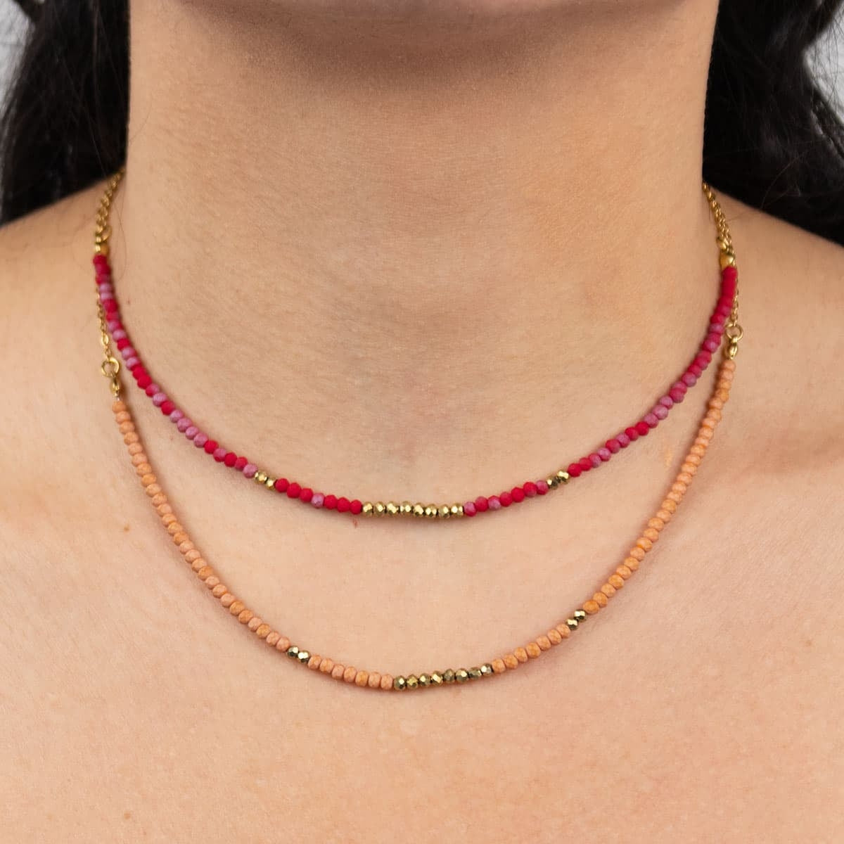 collar color cristal color cuentas acero dorado verde azul rojo beige naranja mujer