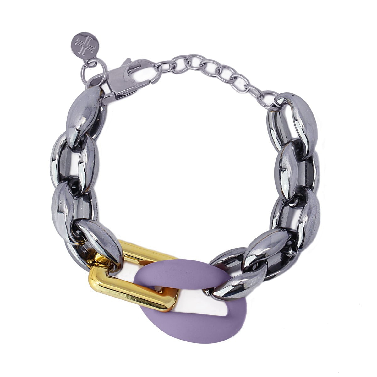 pulsera eslabones plastico morado