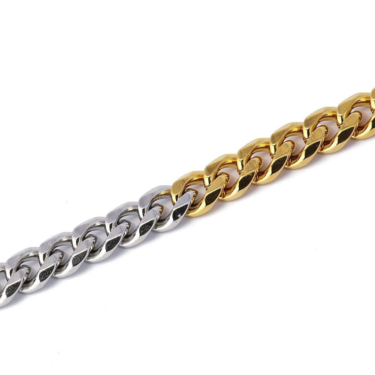 Pulsera bicolor dorado acero 2