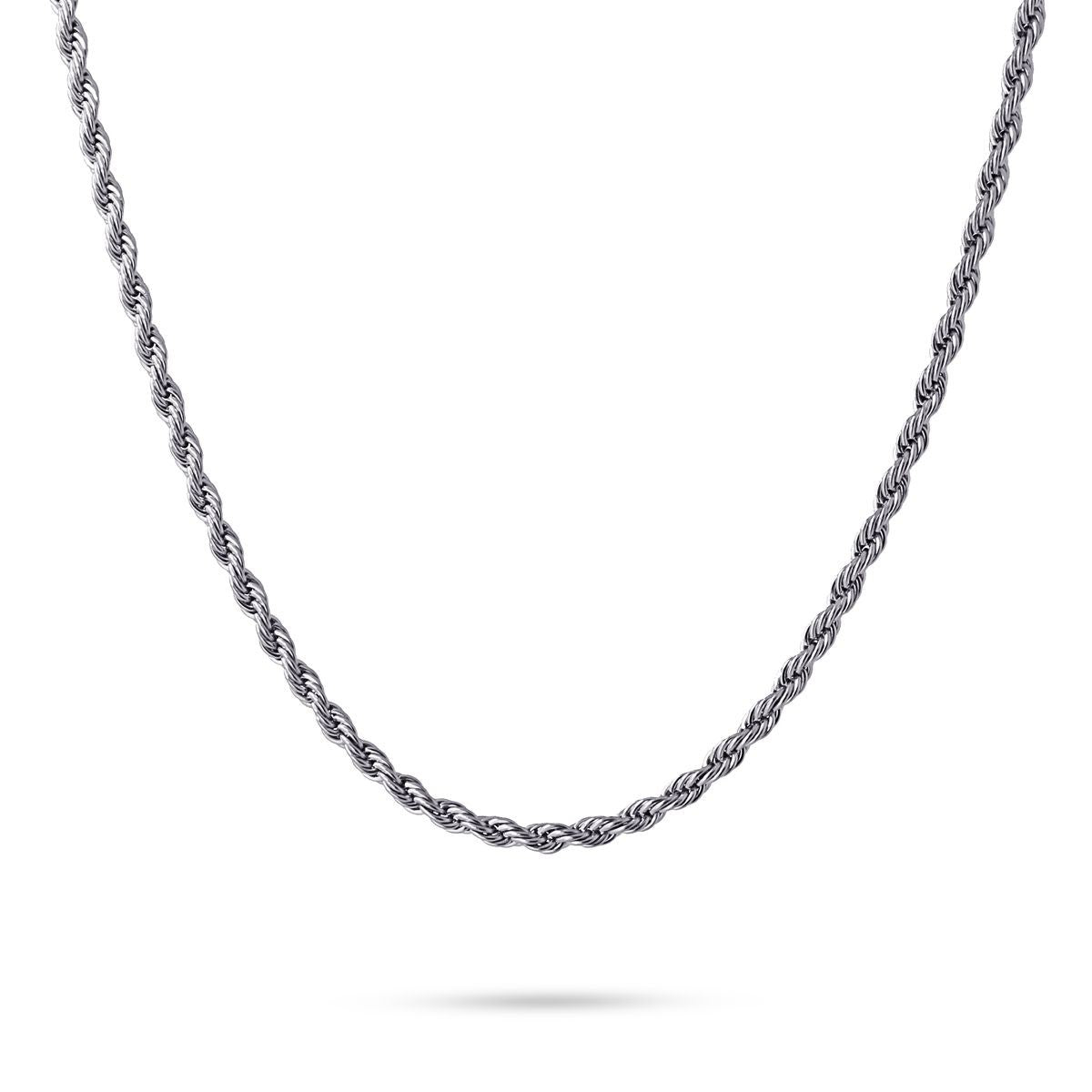 collar acero cordón 4mm plateado anartxy