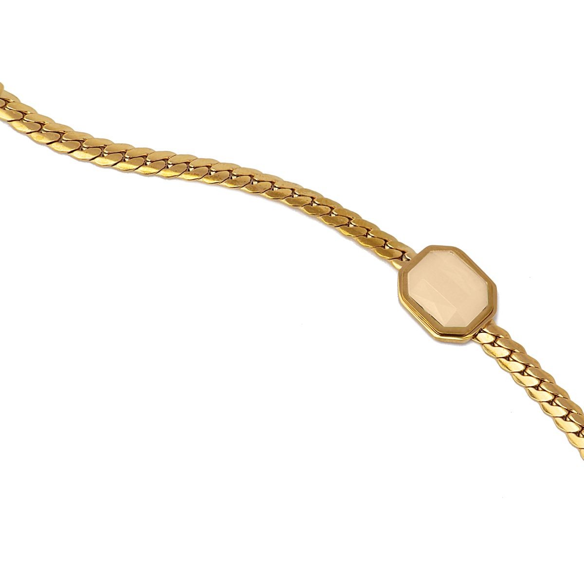 pulsera acero piedra beige